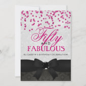 Pink & Black Fabulous 50e anniversaire Invitation  (Devant)