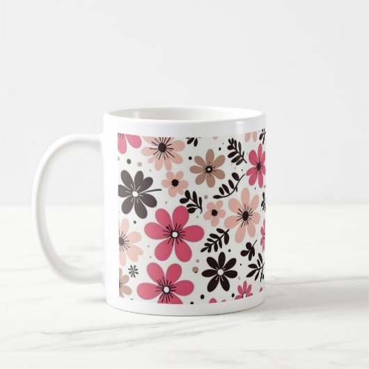 Pink & Black Floral Mug (Gauche)