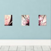 Pink & Black Floral Wall Art – Set of 3 Prints (Houten vloer)