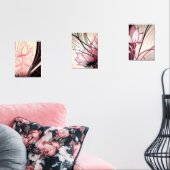 Pink & Black Floral Wall Art – Set of 3 Prints (Woonkamer)
