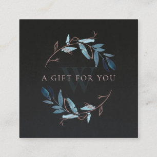 PINK BLACK FOLIAGE INITIAAL WREATH GIFT CERTIFICAA VIERKANTE VISITEKAARTJE