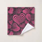 Pink Black Glam Abstract Heart Pattern (Gant de toilette)