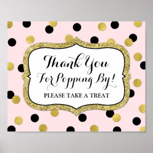 Pink Black Gold Confetti Poster