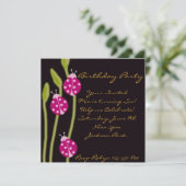 Pink Black & Green ladybug Invitation d'anniversai (Debout devant)