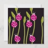 Pink Black & Green ladybug Invitation d'anniversai (Dos)