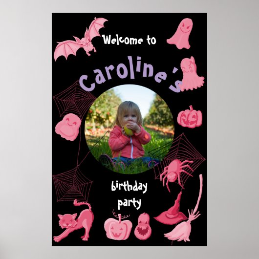 Pink Black Halloween fête d'anniversaire affiche d (Devant)