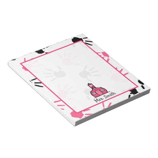 Pink & Black Handprints Teacher Bloc-notes (Incliné)