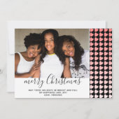 Pink Black Heart Joyeux Carte photo de Noël (Devant)