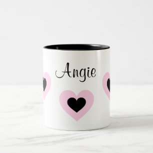 PInk & Black Hearts Gepersonaliseerd Mok naam Vale