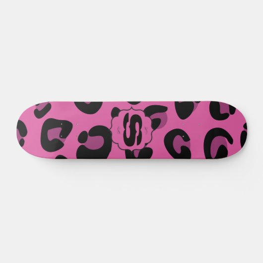 Pink Black Leopard Cheetah Old School Skateboard (Horz)
