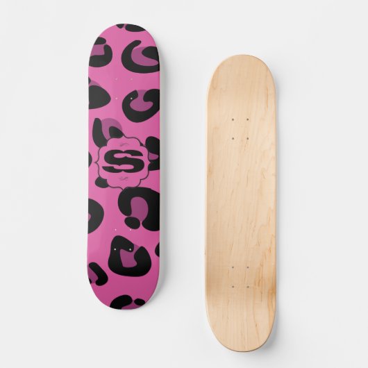 Pink Black Leopard Cheetah Old School Skateboard (Recto)