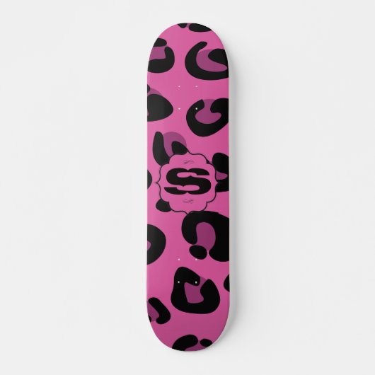 Pink Black Leopard Cheetah Old School Skateboard (Devant)