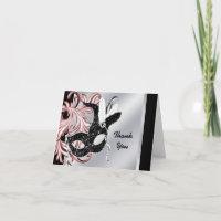 Pink Black Masquerade Party Merci Cartes