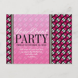 Pink Black Modern Funk Party Invitation sjabloon