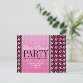 Pink Black Modern Funk Party Invitation sjabloon (Staand voorkant)
