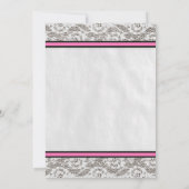 Pink Black Pays dentelle nuptiale Invitations de d (Dos)