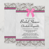 Pink Black Pays dentelle nuptiale Invitations de d (Devant / Derrière)