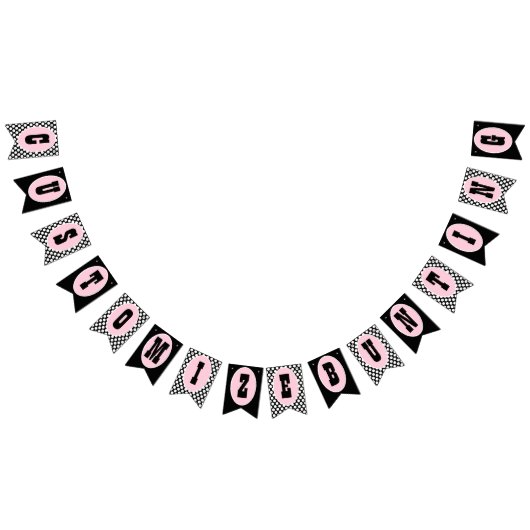 Pink Black Polka Dot Bunting Flags Party Banner (Alle)