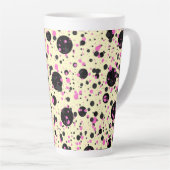 Pink & Black Polka Dot Glam Pattern Latte Mok (Rechterhoek)
