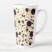Pink & Black Polka Dot Glam Pattern Latte Mok (Rechts)
