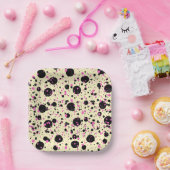 Pink & Black Polka Dot Glam Pattern Papieren Bordje (Feest)