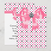Pink Black Polka Dot Invitation Sjabloon Kaart (Voorkant / Achterkant)