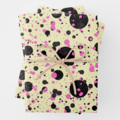 Pink & Black Polka Dot Wrapping Paper (In situ)