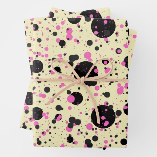 Pink & Black Polka Dot Wrapping Paper  (In situ)