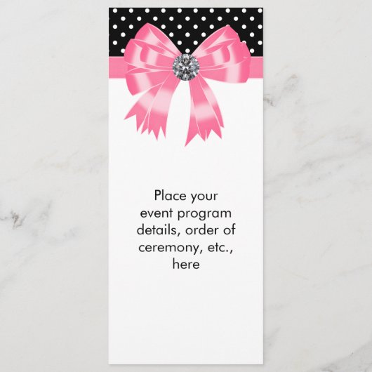 Pink Black Polka Modèle du programme de mariage (Dos)