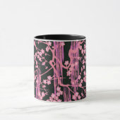 PINK BLACK SAKURA FLOWERS Japans Floral Patroon Mok (Midden)