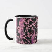 PINK BLACK SAKURA FLOWERS Japans Floral Patroon Mok (Links)