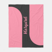  pink &black script girly monogram name fleece deken (Voorkant)