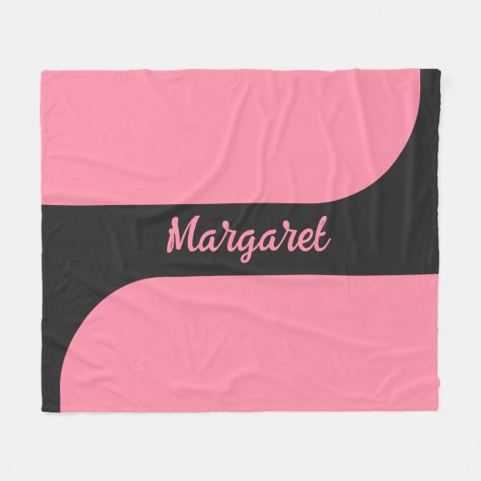  pink &black script girly monogram name fleece deken (Voorkant (Horizontaal))