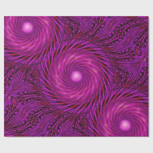 Pink Black Spiral Wave Kaleidoscoop Art Cadeaupapier (Vlak)