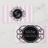 Pink & Black Stripes Chic Boutique Carte de visite (Devant / Derrière)