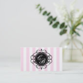 Pink & Black Stripes Chic Boutique Carte de visite (Debout devant)