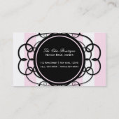 Pink & Black Stripes Chic Boutique Carte de visite (Dos)