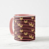 Pink & Black Stripes Valentine Mug (Devant gauche)