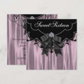 Pink Black Sweet Sixteen Party Uitnodigingen (Voorkant / Achterkant)