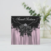 Pink Black Sweet Sixteen Party Uitnodigingen (Staand voorkant)