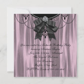 Pink Black Sweet Sixteen Party Uitnodigingen (Achterkant)