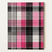 Pink black tartan plaid script name binder planner (Achterkant)