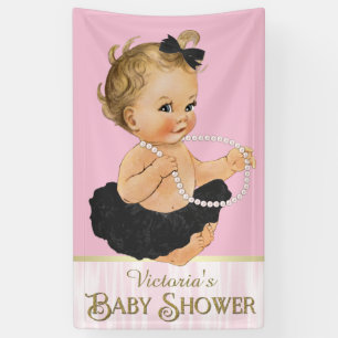 Pink Black Tutu Pearl Girl Baby shower Spandoek