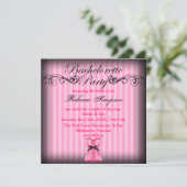Pink & Black vintage chic Invitation Bachelorette (Debout devant)