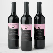 Pink Black Wavy Rose Gold Hearts Étiquettes de pro (Bouteilles)
