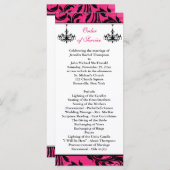 Pink Black White Chandelier Scroll Wedding Program Programma (Voorkant / Achterkant)