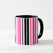 Pink Black White Stripes Pattern Design  Mok (Voorkant rechts)