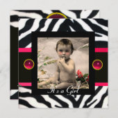 PINK BLACK WHITE ZEBRA FUR Monogram Foto Sjabloon Kaart (Voorkant / Achterkant)