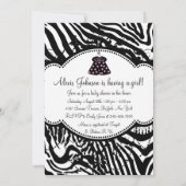 Pink Black Zebra Baby Girl Douche Invitations (Dos)