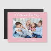 Pink blanc Noël Photo Gremages Carte magnétique (Devant / Derrière)